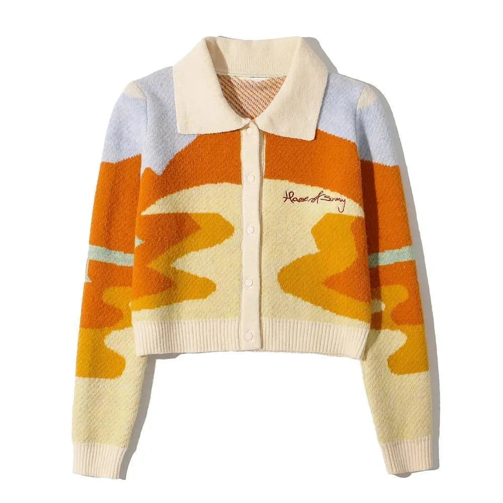 Landscape Crop Cardigan Sweater For Women - Cardigan Sweater - LeStyleParfait