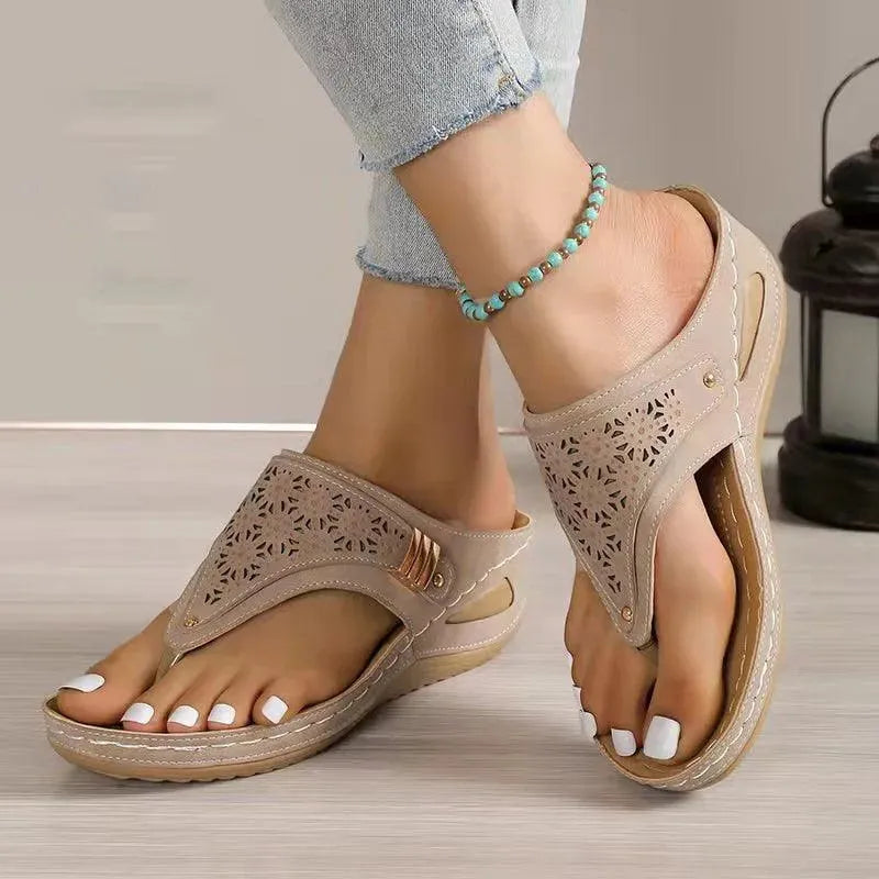 Layered Leather Wedge Sandals - Wedge Shoes - LeStyleParfait