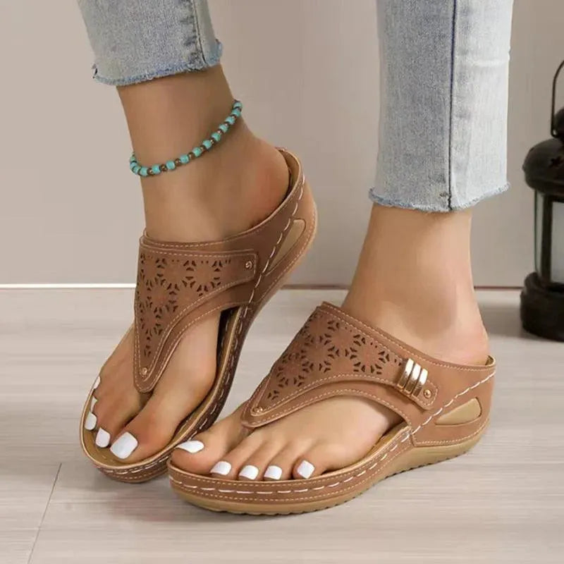 Layered Leather Wedge Sandals - Wedge Shoes - LeStyleParfait