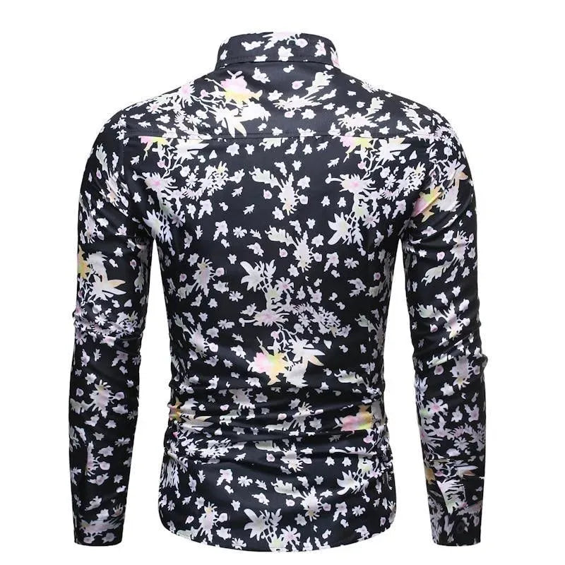 Leaf Print Slim Fit Casual Shirt For Men - Long Sleeve Shirt - LeStyleParfait