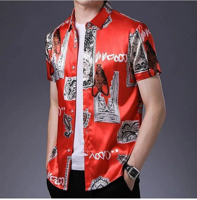 Lee Roth Vintage Silk Shirt For Men - Short Sleeve Shirt - LeStyleParfait