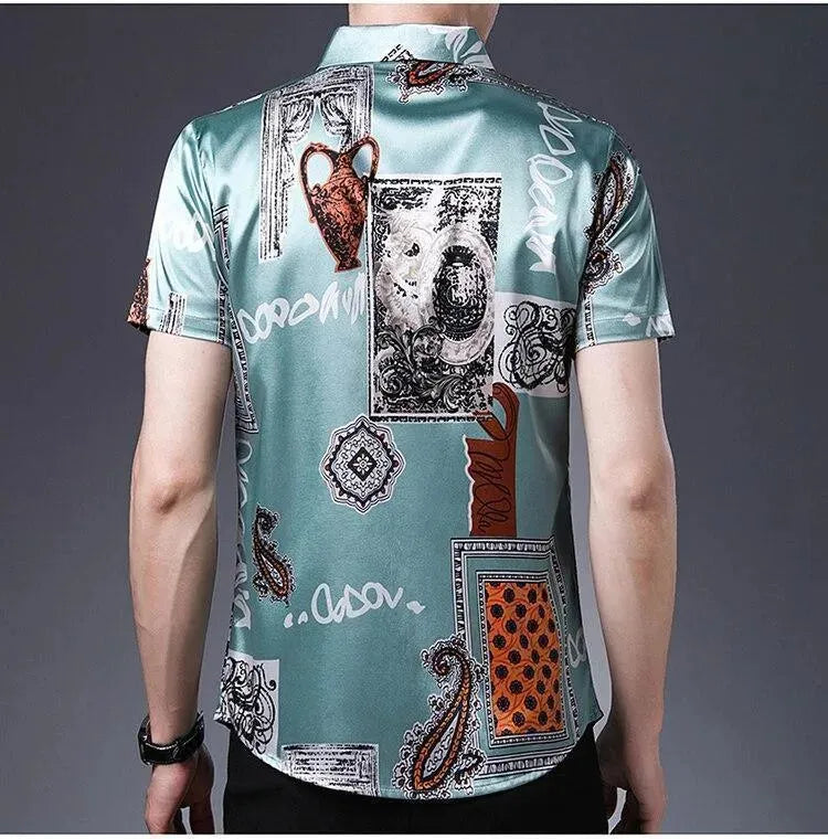 Lee Roth Vintage Silk Shirt For Men - Short Sleeve Shirt - LeStyleParfait