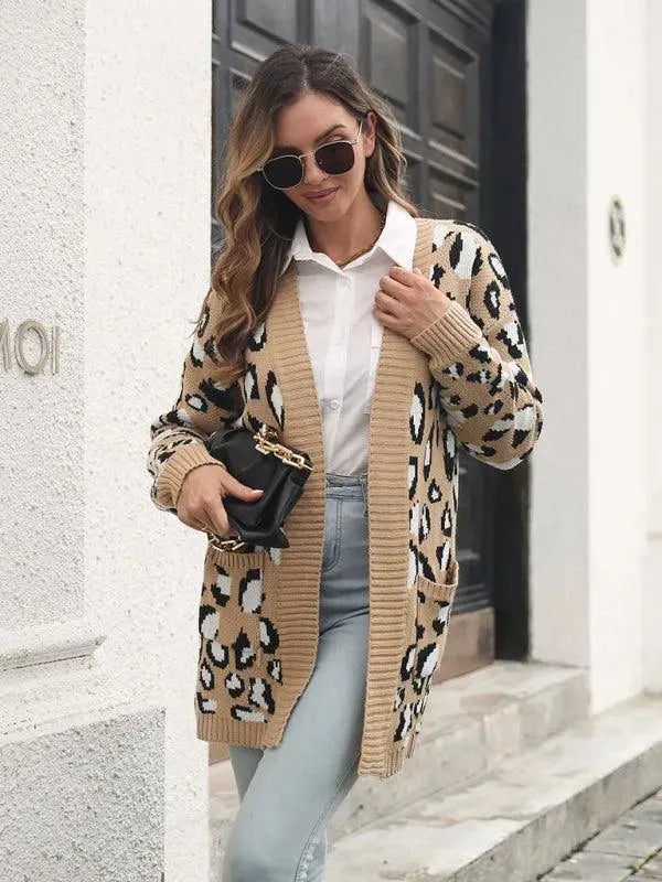 Leopard Jacquard Cardigan Sweater - Cardigan Sweater - LeStyleParfait