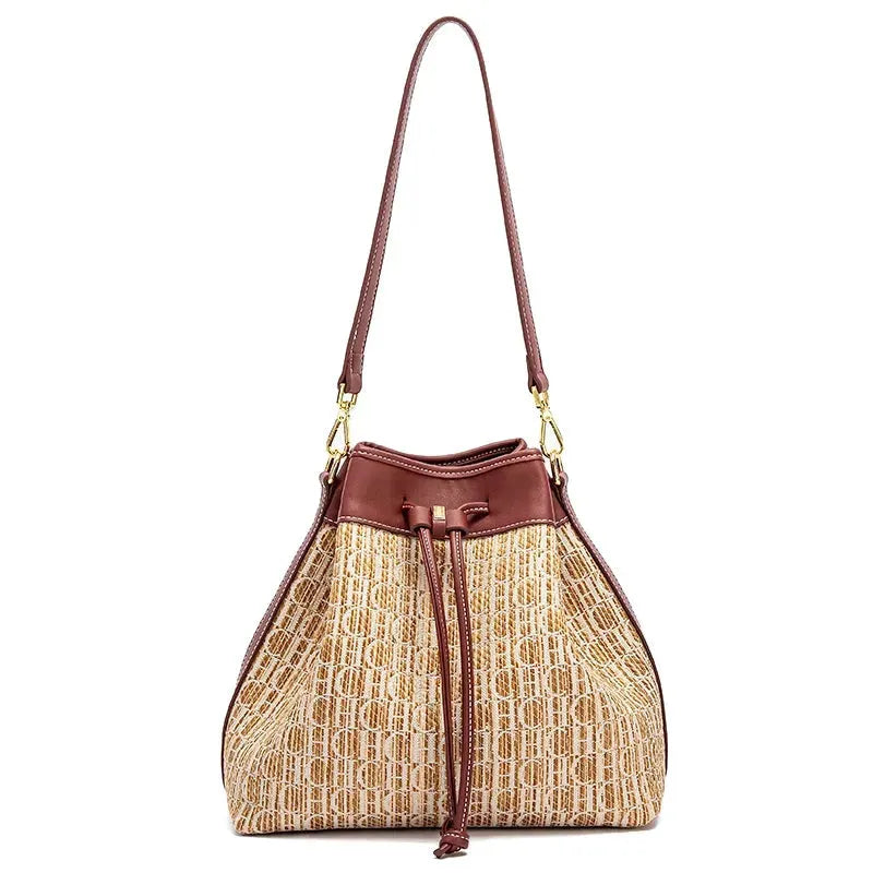 Letters Drawstring Bucket Shoulder Bag - Shoulder Bag - LeStyleParfait