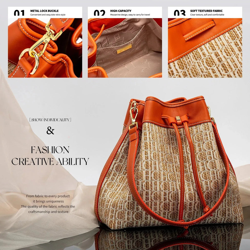 Letters Drawstring Bucket Shoulder Bag - Shoulder Bag - LeStyleParfait