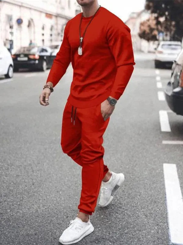 Long-sleeved Casual Suit Men's Solid Color Trendy Sports Suit - Tracksuit - LeStyleParfait