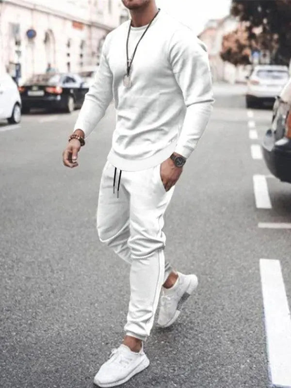 Buy Long-sleeved Casual Suit Men's Solid Color Trendy Sports Suit