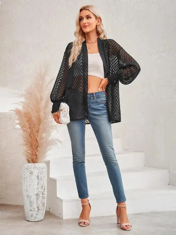 Loose Jacquard Women Cardigan Sweater - Cardigan Sweater - LeStyleParfait