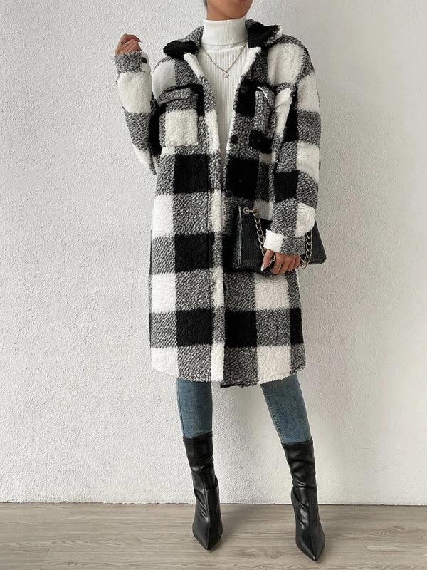 Loose Plaid Women Winter Coat - Winter Coat - LeStyleParfait