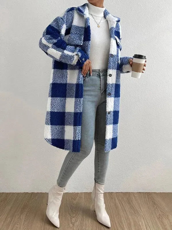 Loose Plaid Women Winter Shirt - Shirt Jacket - LeStyleParfait