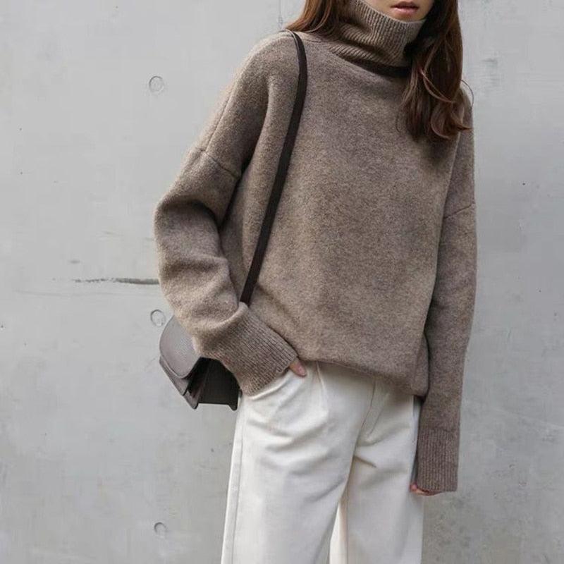 Loose Turtleneck Sweater - Pullover Sweater - LeStyleParfait