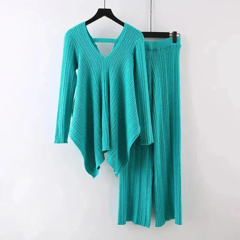 LSP SWEATER Chic Women Casual Mustard Two-Piece Sweater Set