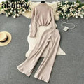 LSP SWEATER Cozy Women Casual Ribbed Two-Piece Sweater Set