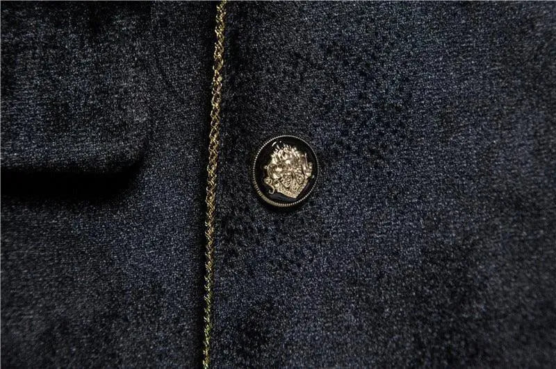 Luxury Gold Stripes Velvet Suit - Velvet Suit - LeStyleParfait