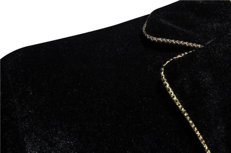 Luxury Gold Stripes Velvet Suit - Velvet Suit - LeStyleParfait