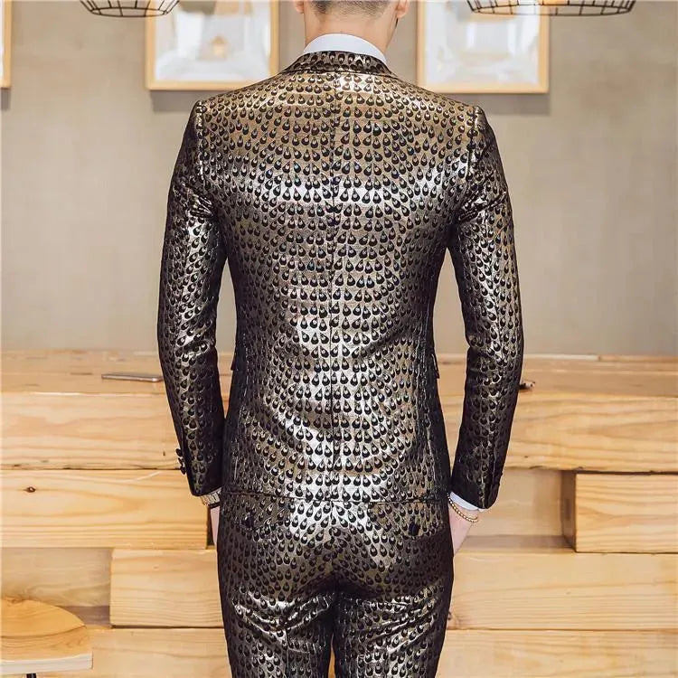 M. Jagger Jacquard Three Piece Suit - Three Piece Suit - LeStyleParfait