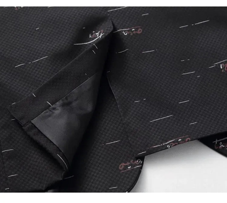 Men Blazer - Casual Blazer With White Prints - Men's Blazer - LeStyleParfait