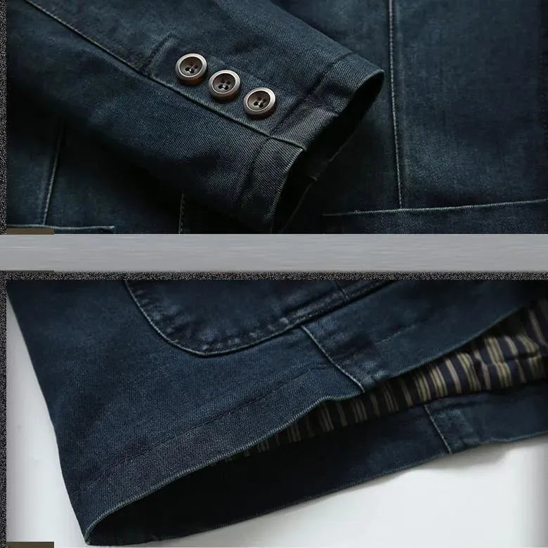 Men Blazer - Cowboy Denim Jeans Blazer - Denim Blazer - LeStyleParfait