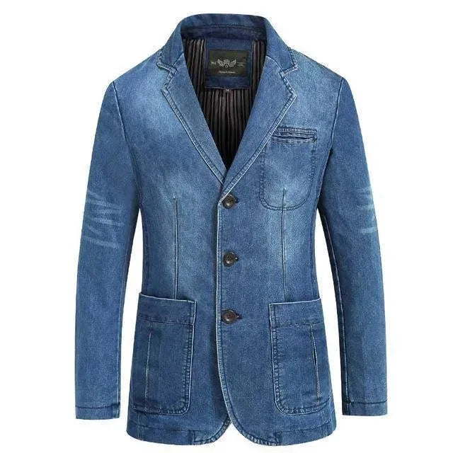 Men Blazer - Cowboy Denim Jeans Blazer - Denim Blazer - LeStyleParfait