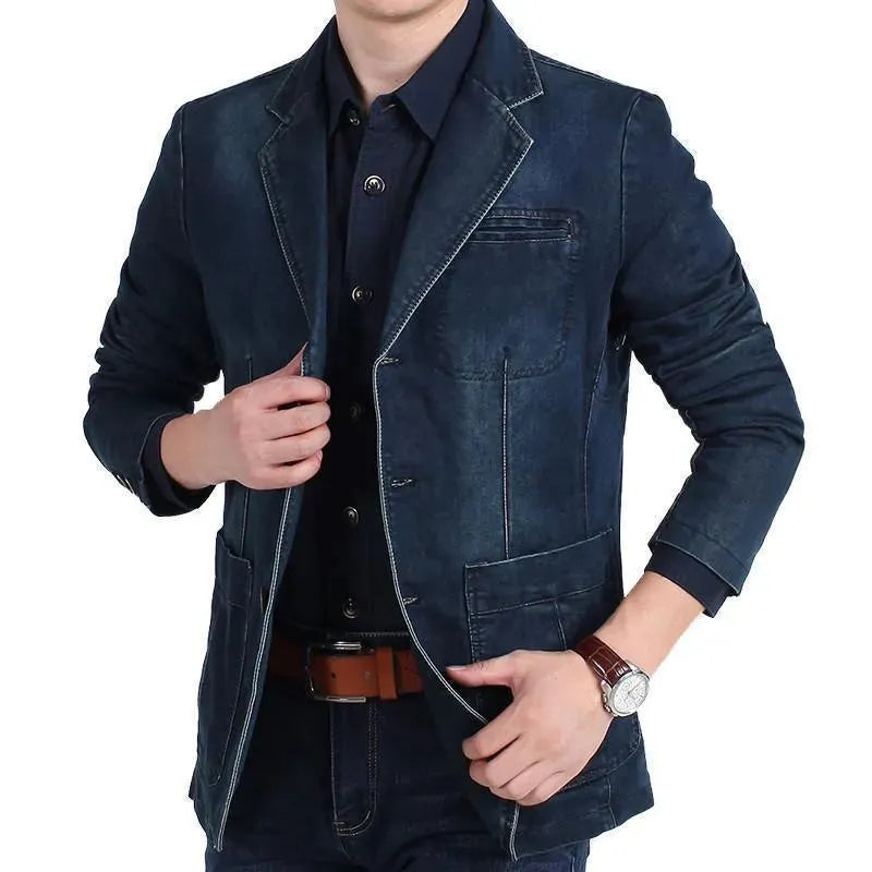 Men Blazer - Cowboy Denim Jeans Blazer - Denim Blazer - LeStyleParfait