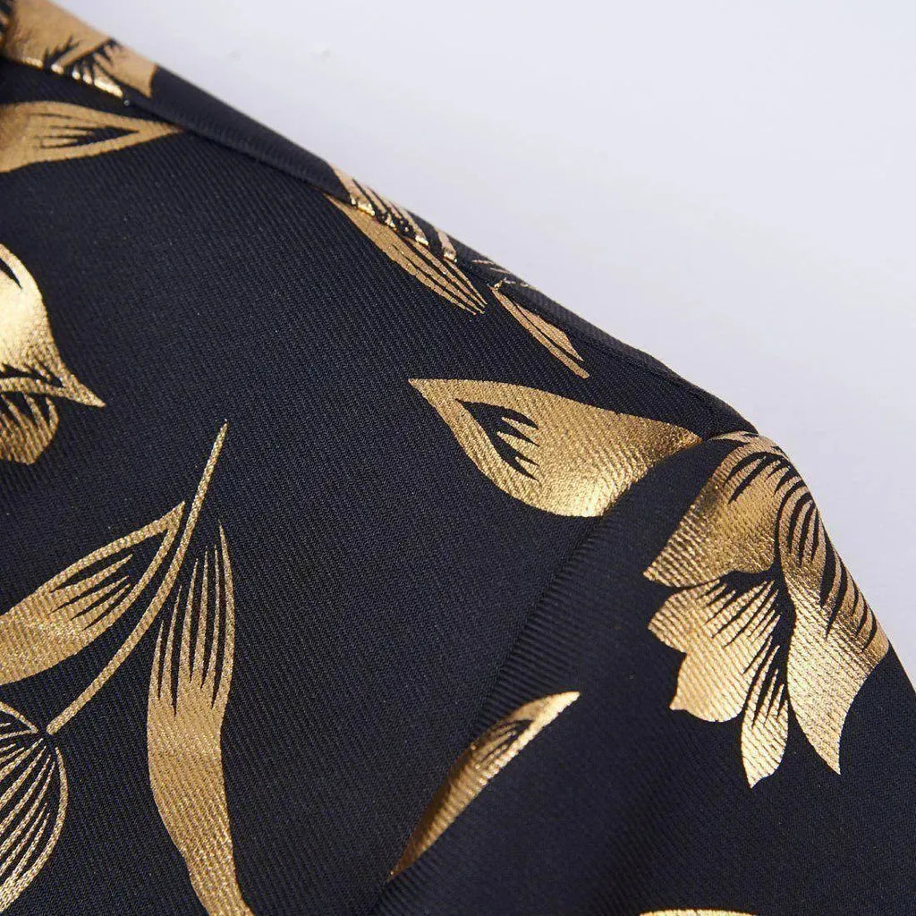 Men Blazer - Gold Print Party Blazer - Tuxedo Blazer - LeStyleParfait