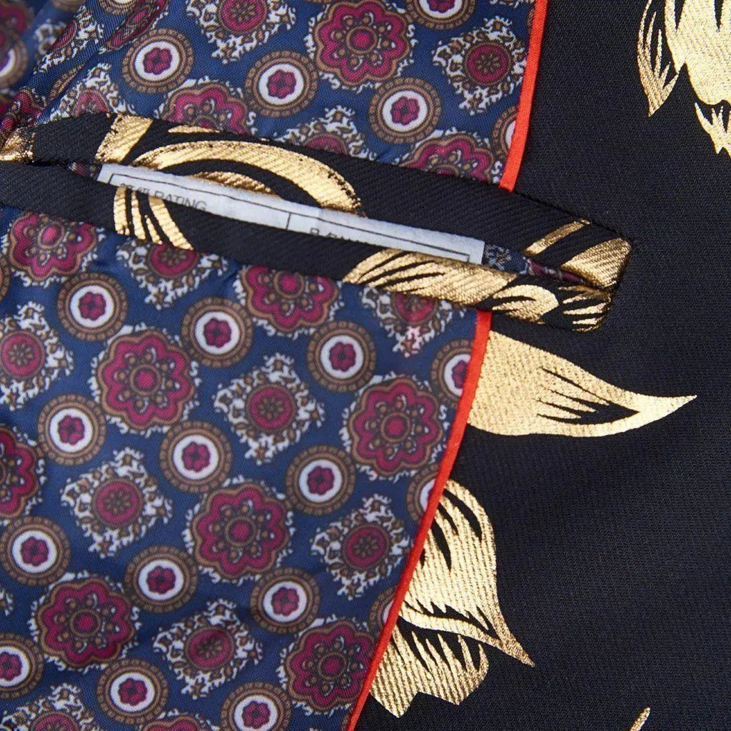 Men Blazer - Gold Print Party Blazer - Tuxedo Blazer - LeStyleParfait