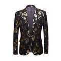 Men Blazer - Gold Print Party Blazer - Tuxedo Blazer - LeStyleParfait