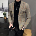 Men Blazer - Plaid Houndstooth Blazer - Plaid Blazer - LeStyleParfait