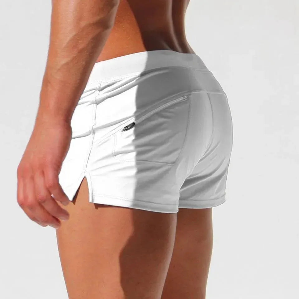 Men Blue White Sporty Swim Shorts
