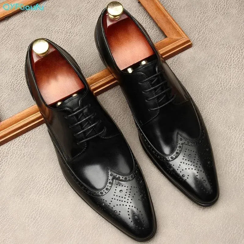 Men Dress Shoes - Edgardo Oxford Leather Shoes - Dress Shoes - LeStyleParfait