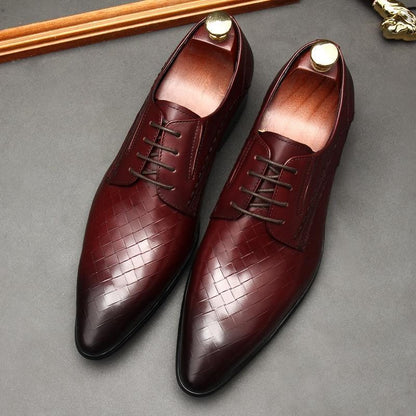 Men Dress Shoes - Weaved Style Oxford Leather Shoes - Dress Shoes - LeStyleParfait