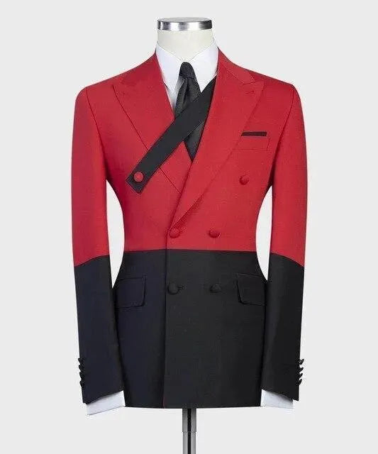Patchwork Double-Breasted Suit - Men's Suit - LeStyleParfait