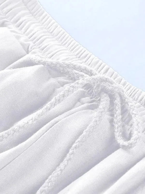 Men Linen Cargo Shorts Cat Print - Shorts - LeStyleParfait