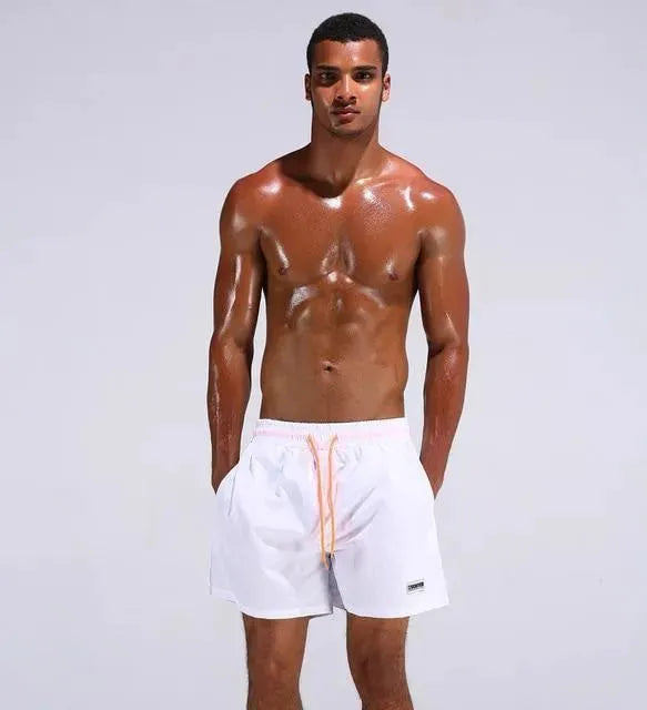 Men Pink Adjustable Swim Shorts