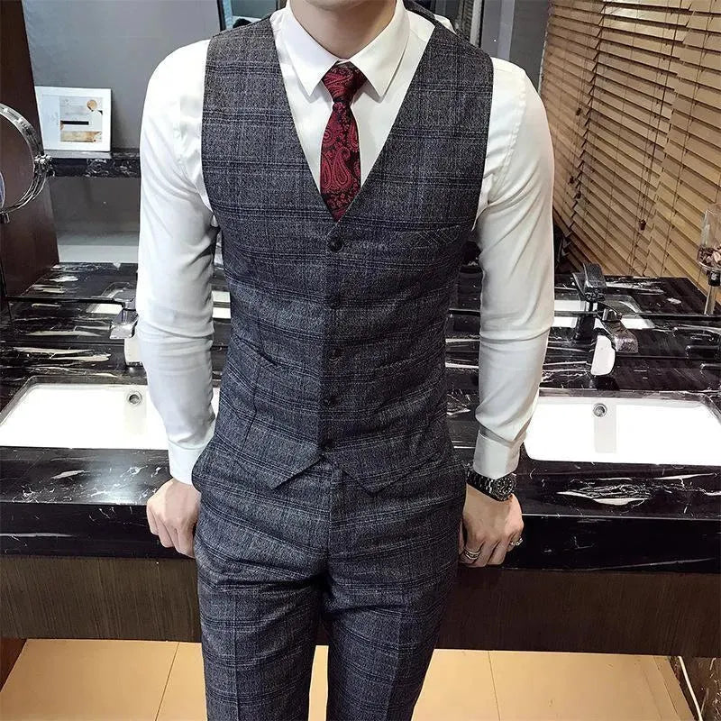 Office Ready Plaid Three Piece Suit - Plaid Suit - LeStyleParfait