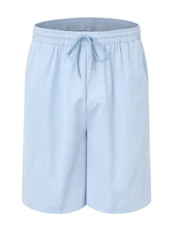 Men Relaxed Casual White Cotton Shorts Set - Solid Casual Shorts Two-Piece Set - LeStyleParfait