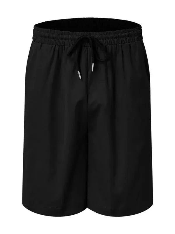 Men Relaxed Casual White Cotton Shorts Set - Solid Casual Shorts Two-Piece Set - LeStyleParfait