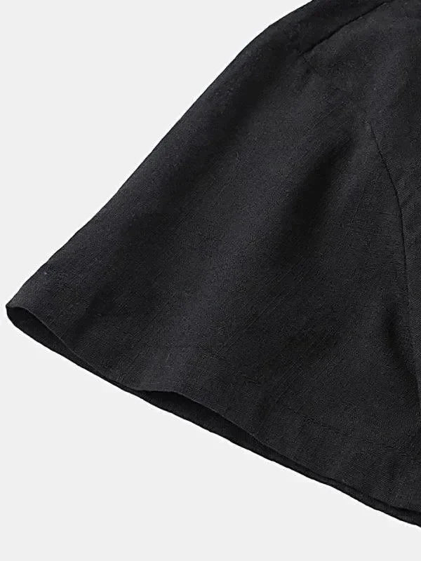 Men Relaxed Classic Linen Shorts Set - Solid Shorts Two-Piece Set - LeStyleParfait