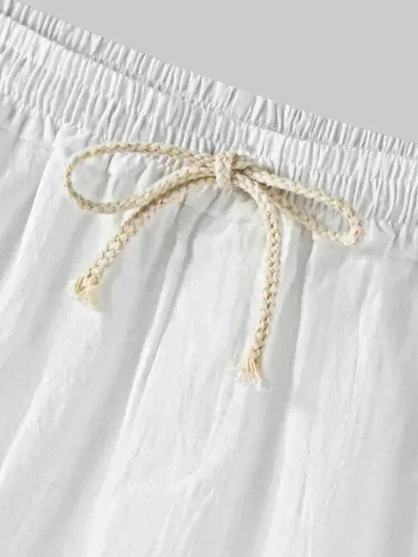 Men Relaxed Classic Linen Shorts Set - Solid Shorts Two-Piece Set - LeStyleParfait