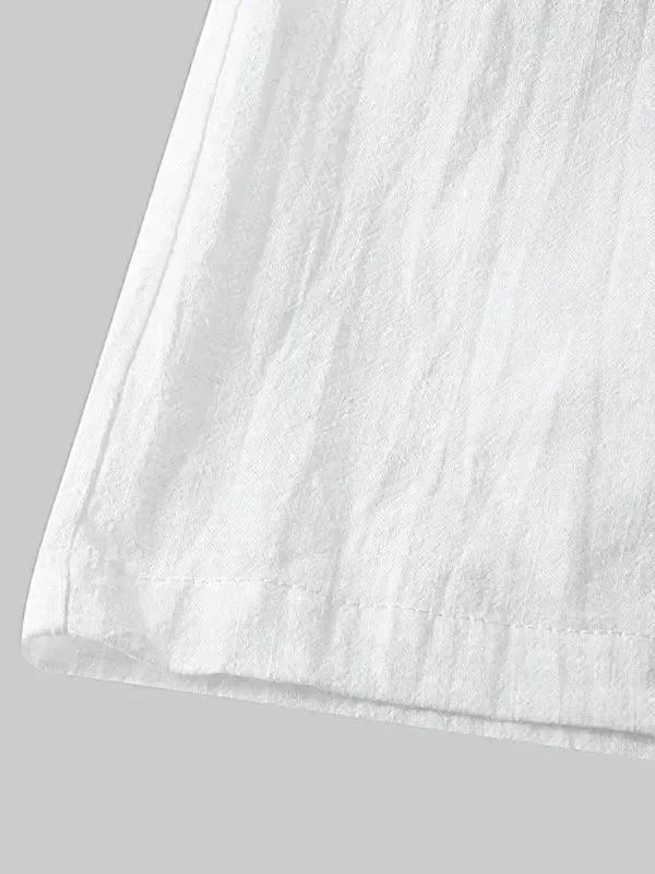 Men Relaxed Classic Linen Shorts Set - Solid Shorts Two-Piece Set - LeStyleParfait