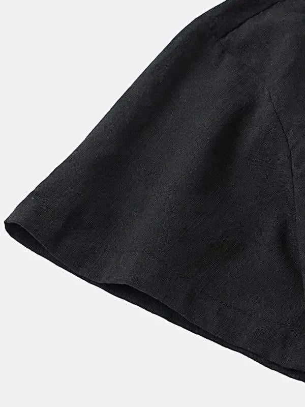 Men Relaxed Classic Linen Shorts Set - Solid Shorts Two-Piece Set - LeStyleParfait