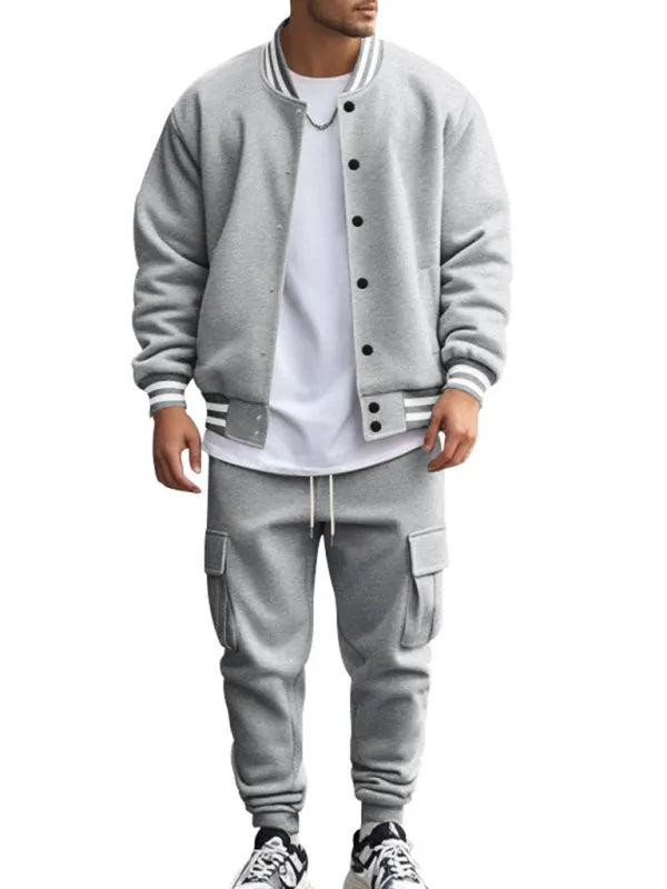 Men Relaxed Fleece Casual Jogger Set - Casual Joggers Set - LeStyleParfait