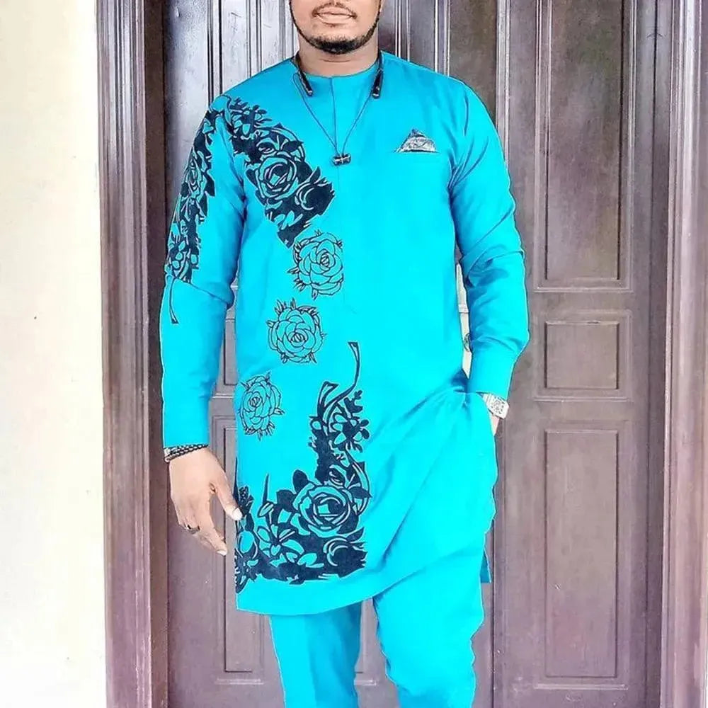 Men Relaxed Floral Casual Two-Piece Set - Floral Pants Two-Piece Set - LeStyleParfait