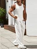 Men Relaxed Ribbed Casual Two-Piece Set - Ribbed Casual Trousers Two-Piece Set - LeStyleParfait