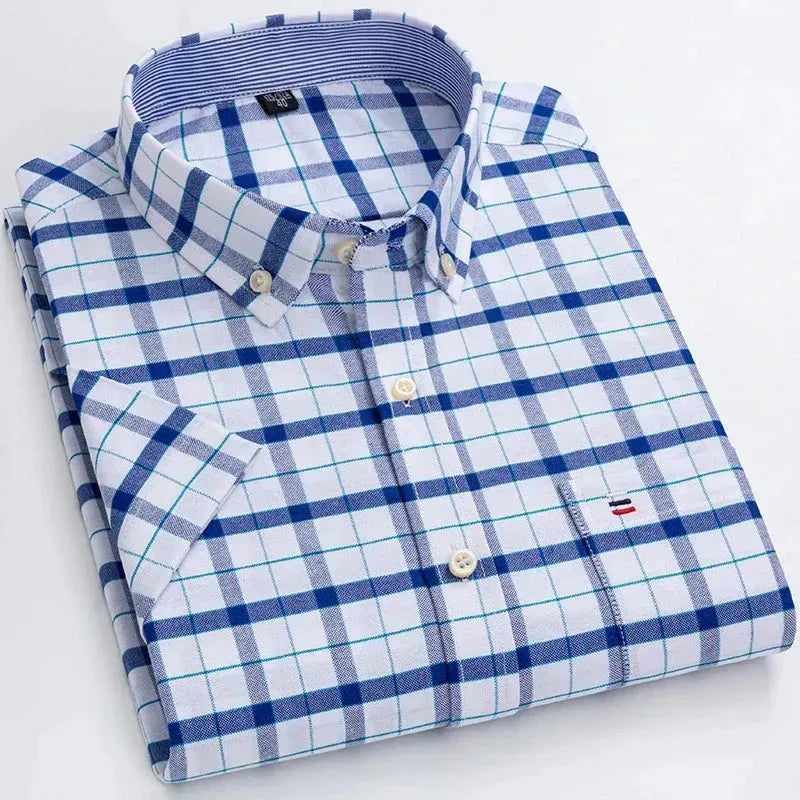 Men’s Big Check Short Sleeve Shirt - Check Shirt - LeStyleParfait