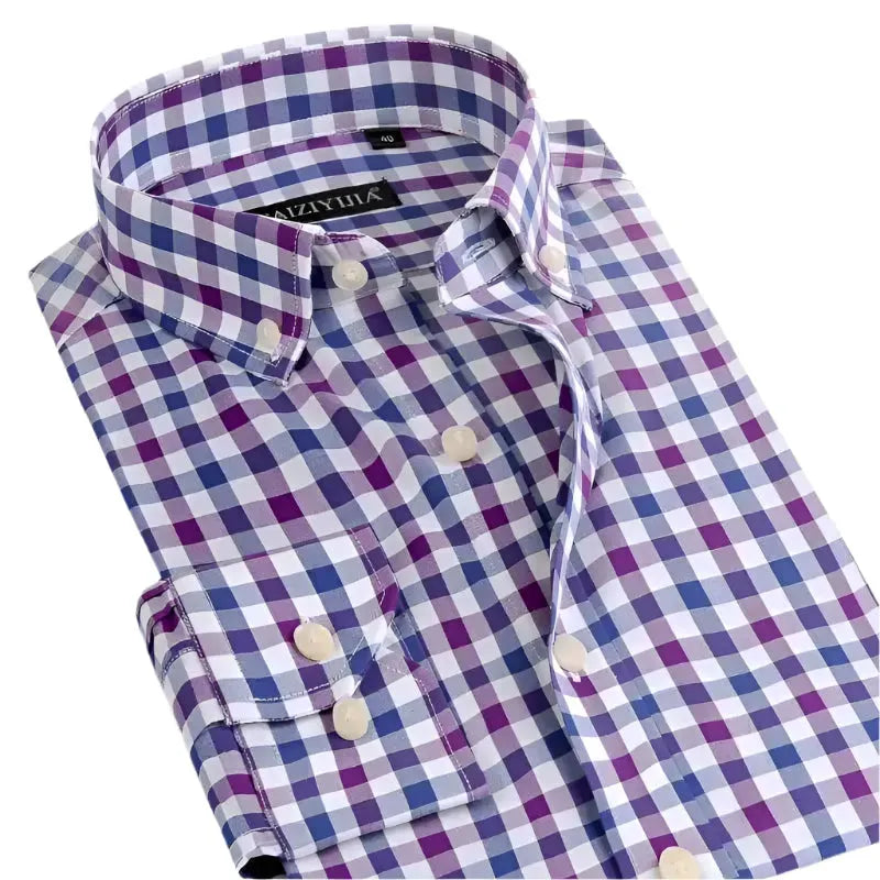 Men's Button Down Cotton Checkered Shirt - Checkered Shirt - LeStyleParfait