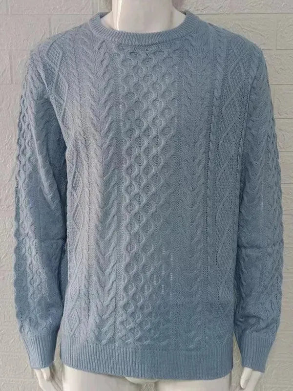 Men’s Cable Knit Crew-Neck Pullover Sweater – Knit