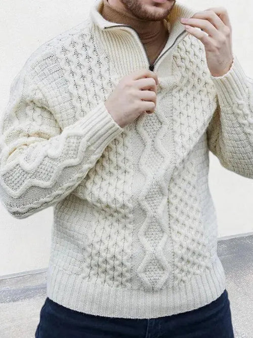 Men’s Cable Knit Turtleneck Pullover Sweater