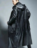 Men's Hooded Loose Leather Overcoat - Overcoat - LeStyleParfait