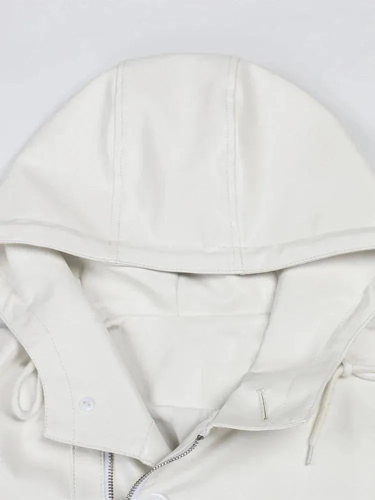 Men's Hooded Loose Leather Overcoat - Overcoat - LeStyleParfait